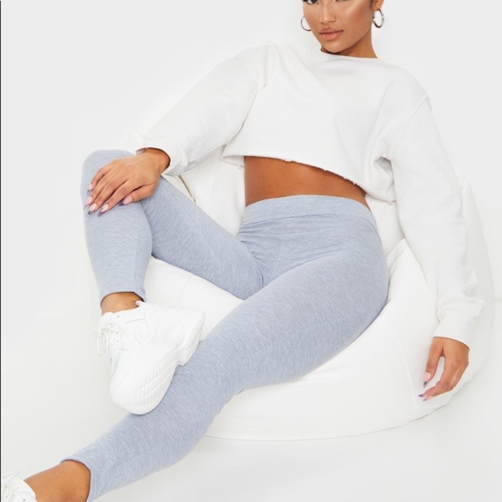 PrettyLittleThing Grey High Waisted Jersey Legging